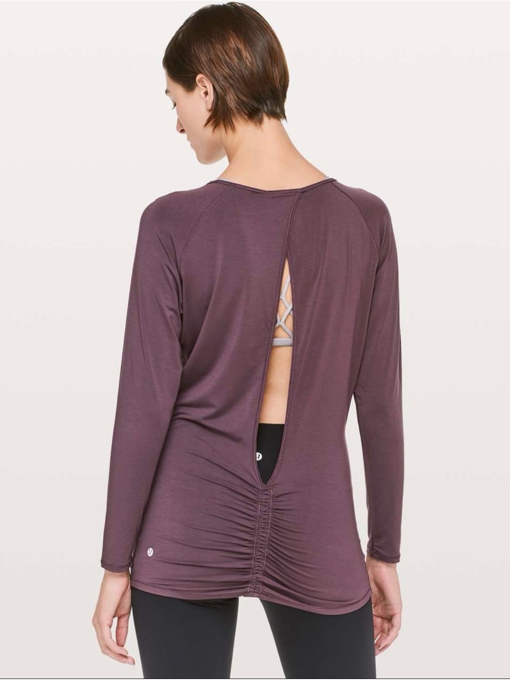 Lululemon Deep Stretch Long Sleeve Cinch Lilac Stone Open Back Athletic Top
